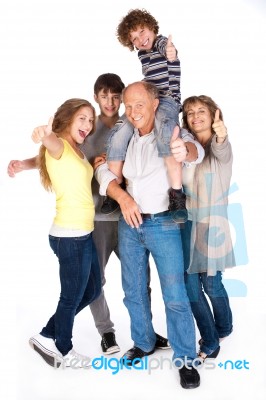 Thumbs-up Family  Stock Photo
