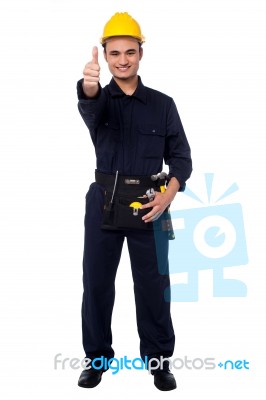 Thumbs Up, Job Is Completed Stock Photo