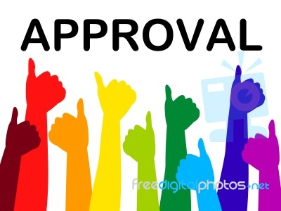 Thumbs Up Means Approved Recommend And Passed Stock Image