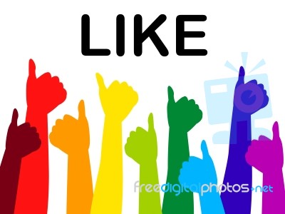 Thumbs Up Shows Social Media And Approval Stock Image