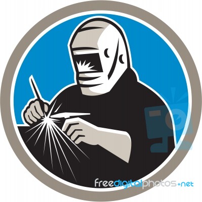 Tig Welder Welding Circle Retro Stock Image