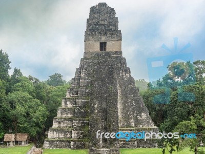 Tikal Temple I, Temple Of The Great Jaguar In The Main Plaza Of Stock Photo
