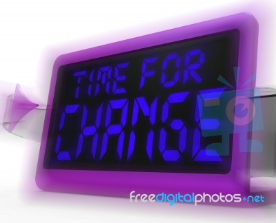 Time For Change Digital Clock Shows Revision New Strategy And Go… Stock Image