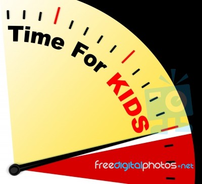 Time For Kiids Message Shows Playtime Or Starting Family Stock Image