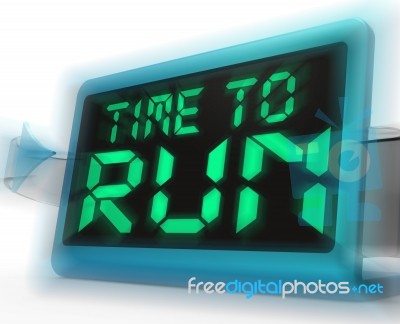 Time To Run Digital Clock Means Under Pressure And Must Leave Stock Image