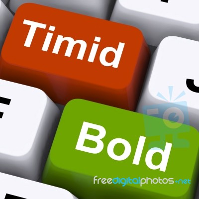 Timid Bold Keys Show Shy Or Outspoken Stock Image