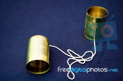 Tin Can Phone Stock Photo