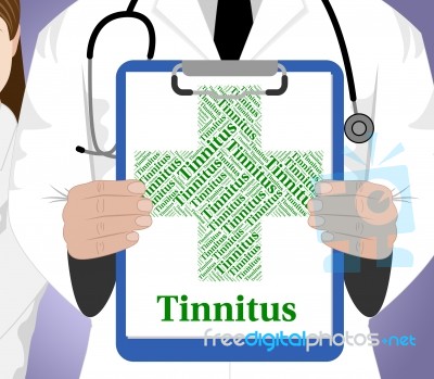 Tinnitus Word Represents Ill Health And Afflictions Stock Image