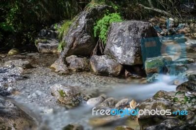 Tiny Rapids At The Val Vertova Torrent Lombardy Near Bergamo In Stock Photo