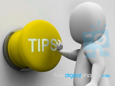 Tips Button Shows Hints Guidance And Advice Stock Image