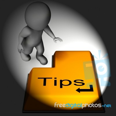 Tips Keyboard Means Online Guidance And Suggestions Stock Image