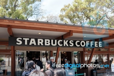 Tokyo, Japan - April 14, 2017: Starbucks Coffee Shop At Ueno Par… Stock Photo Tokyo, Japan - April 14, 2017: Starbucks Coffee Shop At Ueno Par… Stock Photo