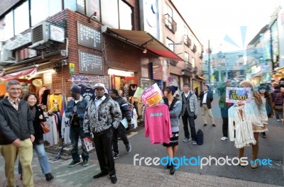 Tokyo, Japan - November 24 : Crowd At Takeshita Street Harajuku Stock Photo