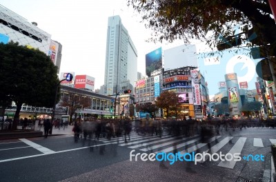 Tokyo - November 28: Crowds Of People Crossing The Center Of Shi… Stock Photo