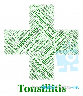 Tonsillitis Illness Indicates Strep Throat And Afflictions Stock Image