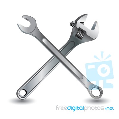 Tool On A White Background. Wrench And Object Tool Isolated On White Background Stock Image