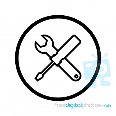 Tools Icon In Circle Line, Outline Style -  Iconic Design Stock Image