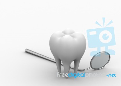 Tooth And Dental Mirror Stock Image