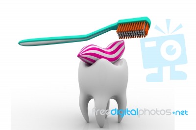 Tooth And Toothbrush Stock Image