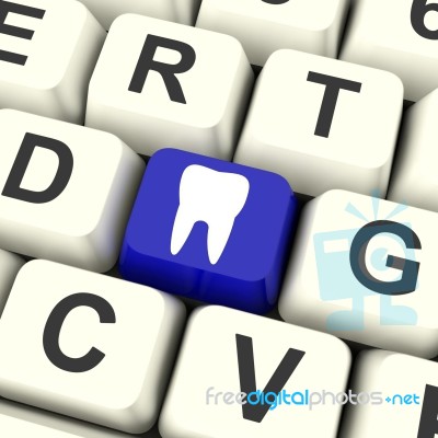 Tooth Key Means Dental Appointment Or Teeth Stock Image