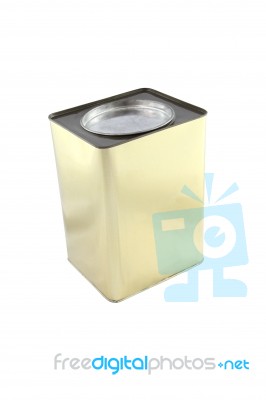 Top Of Rectangular Can On White Background Stock Photo
