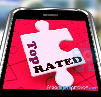 Top Rated Smartphone Shows Internet Number One Or Best Seller Stock Image