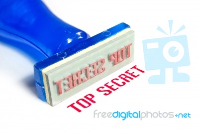 Top Secret Blue Rubber Stamp Stock Photo