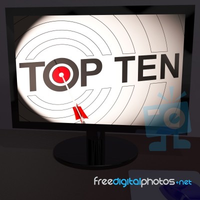Top Ten On Monitor Shows Eligible Ranking Stock Image