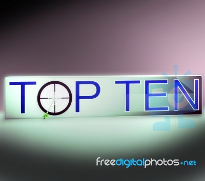 Top Ten Target Shows Successful Achievement Stock Image