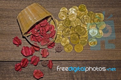 Top View Of Coin Stack Stock Photo