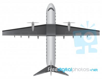 Top View Of Narrow Body Passenger Propeller Airplane Stock Image