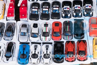 Top View Of Toys Car In Street Market Stock Photo