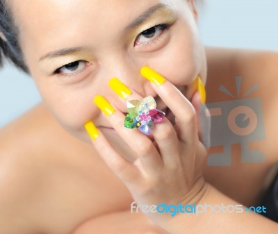 Topless Asian Woman Stock Photo