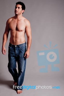 Topless Masculine Man Stock Photo