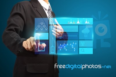 Touch Screen New Modern Computer And Business Strategy Stock Image