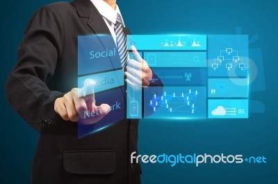 Touch Screen New Modern Computer And Business Strategy Stock Image
