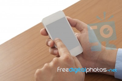 Touching A Smart Phone Stock Photo