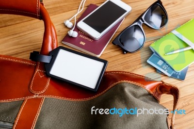 Tourism Concept With Blank Travel Tag Stock Photo