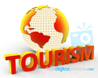Tourism Global Represents Globalization Voyages And Tourist Stock Image