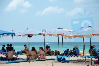 Tourist Beach Thailand Stock Photo