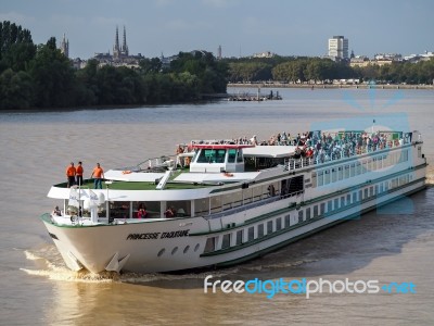 Tourist Boat Princesse D'aquitane Cruising Along The River Garon… Stock Photo