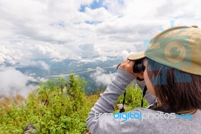Tourist On Doi Pha Tang View Point Stock Photo