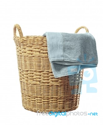 Towel And Basket Stock Photo