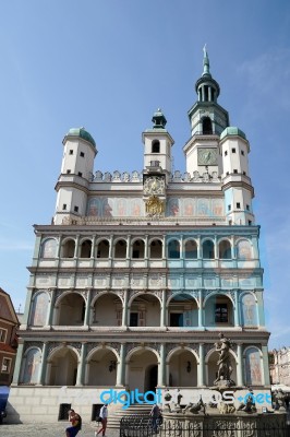 Town Hall Clock Tower In Poznan Stock Photo