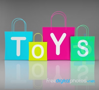 Toys Bags Shows Retail Shopping And Buying Stock Image