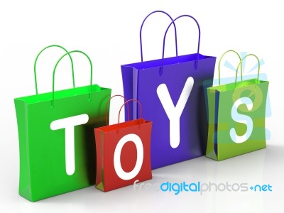 Toys Bags Shows Retail Shopping And Buying Stock Image