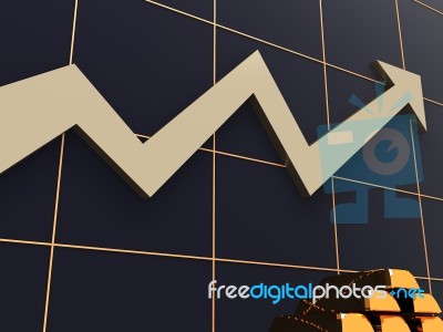 Trading Chart With Up Trend Arrow Of Gold Stock Image
