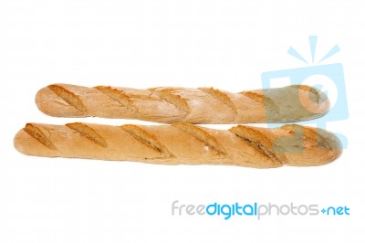 Traditional Baguette On White Background Stock Photo