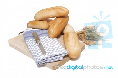 Traditional Baguette On White Background Stock Photo