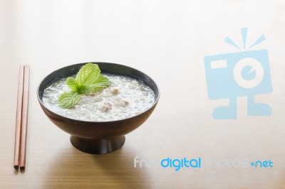 Traditional Chinese  Rice Gruel In Bowl Stock Photo